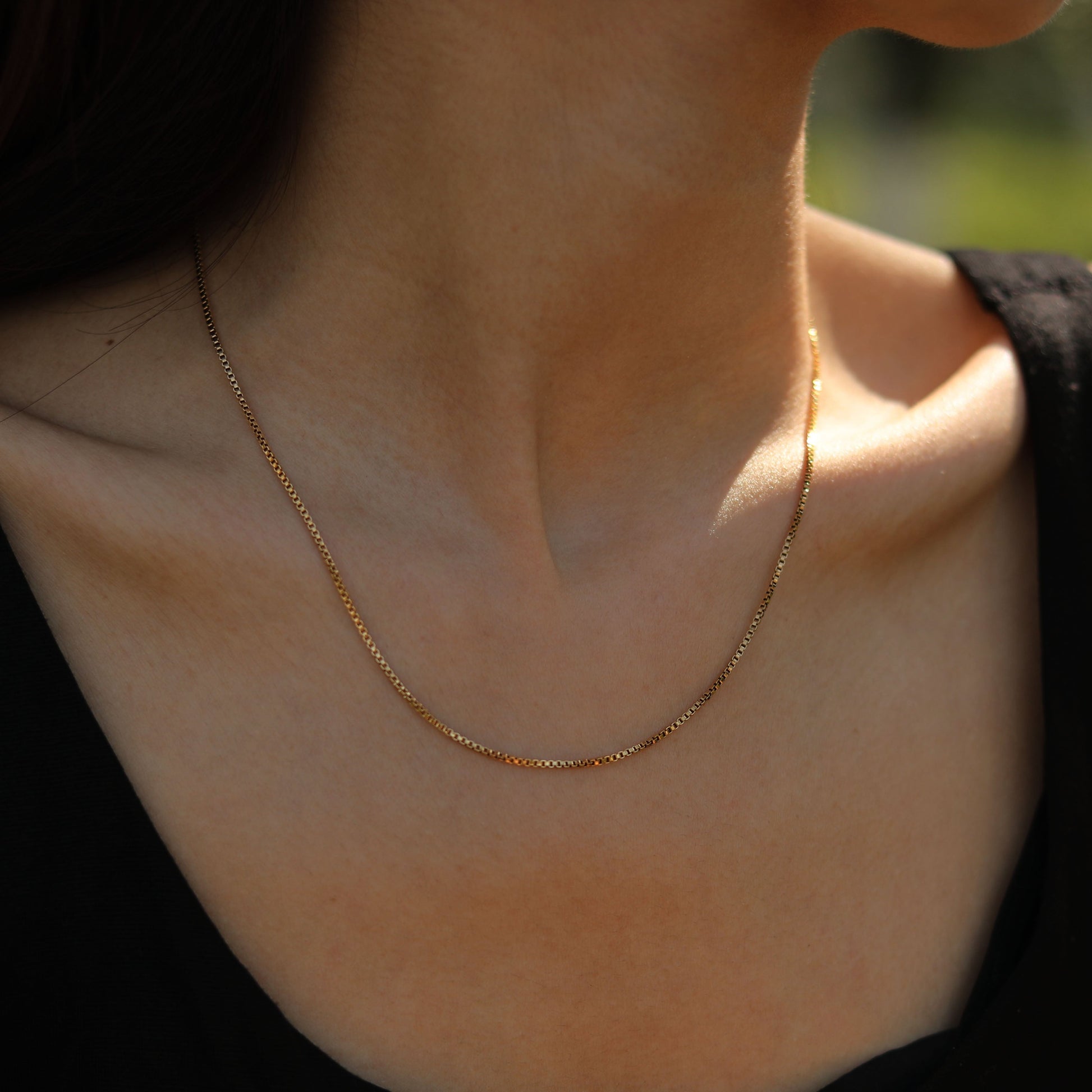 INGA: Mini-Box Chain Necklace in Gold - Velora Luxury Fashion