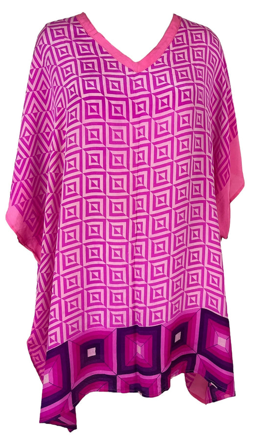PRC6416 Avatar Pure Silk Short Kaftan Tunic without Slits - Velora