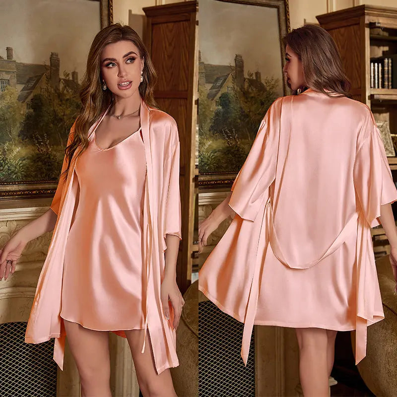 Ice Silk Pajamas For Women Summer Robe Two-piece Sling Sexy EX-STOCK Canada