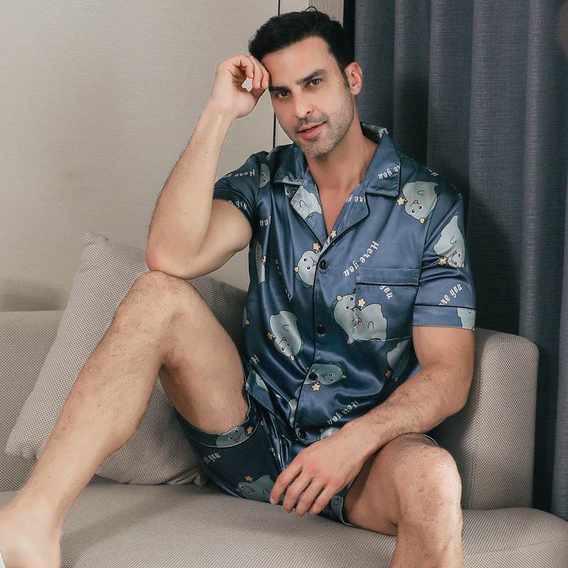 Ice Silk Short Sleeve Pajamas Men Can Be Outerwear Homewear EX-STOCK Canada
