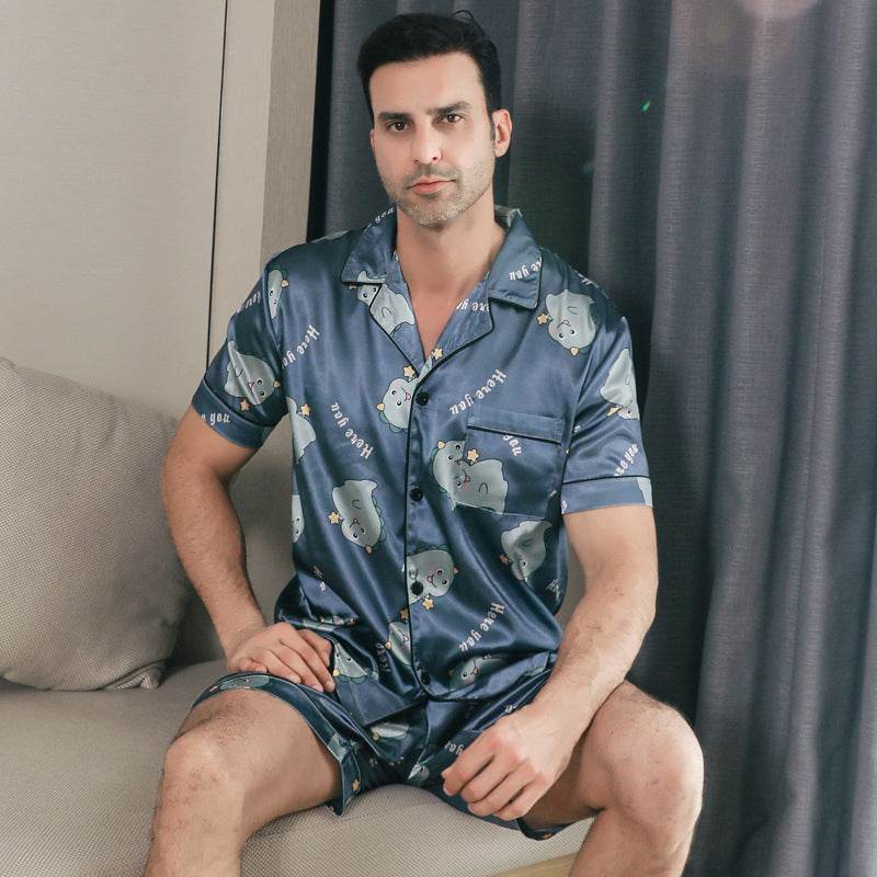 Ice Silk Short Sleeve Pajamas Men Can Be Outerwear Homewear EX-STOCK Canada