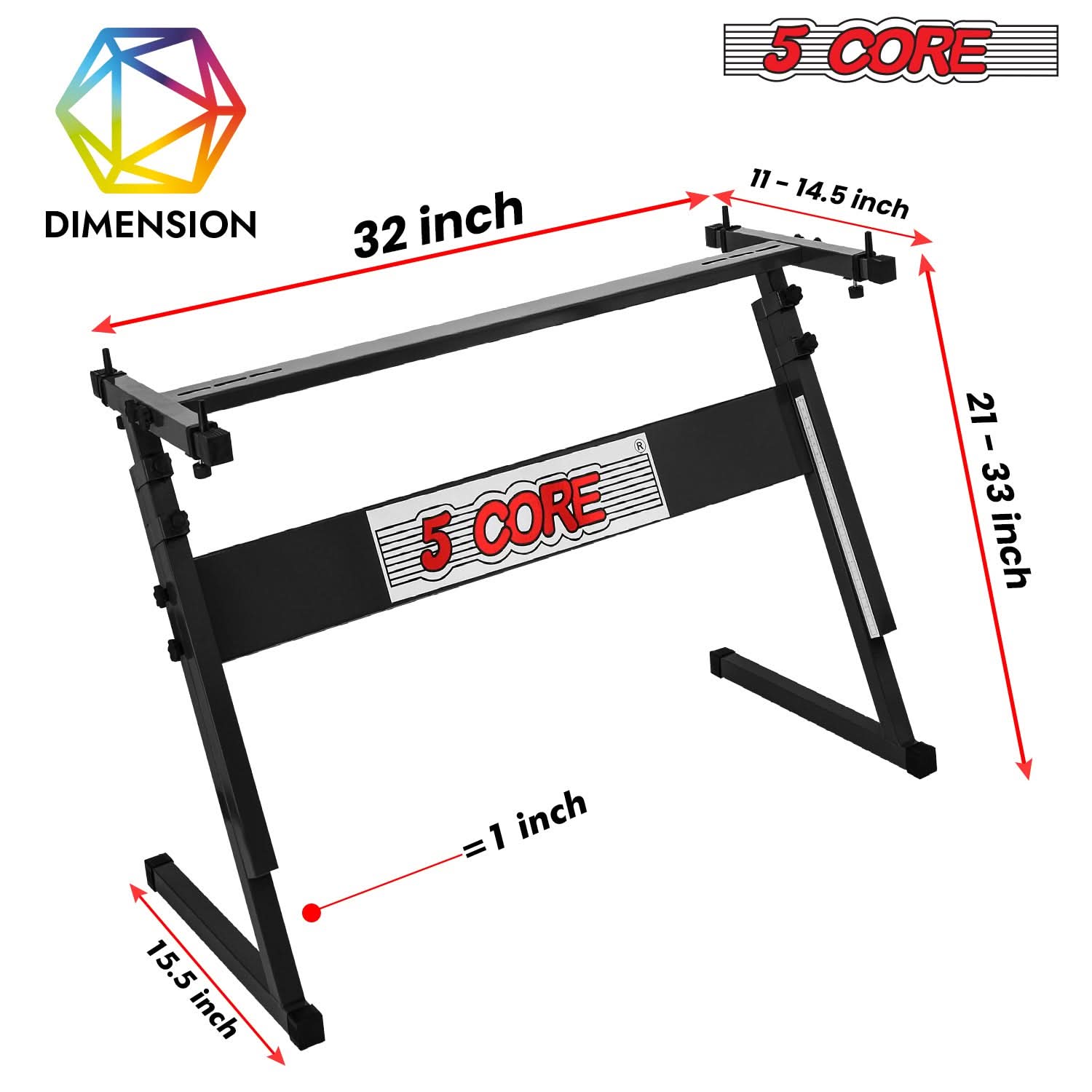 5 Core Keyboard Stand Z Style Height Adjustable Sturdy Piano Riser Lift Holder Stands - Velora