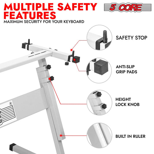 5 Core Keyboard Stand Z Style Height Adjustable Sturdy Piano Riser Lift Holder Stands - Velora