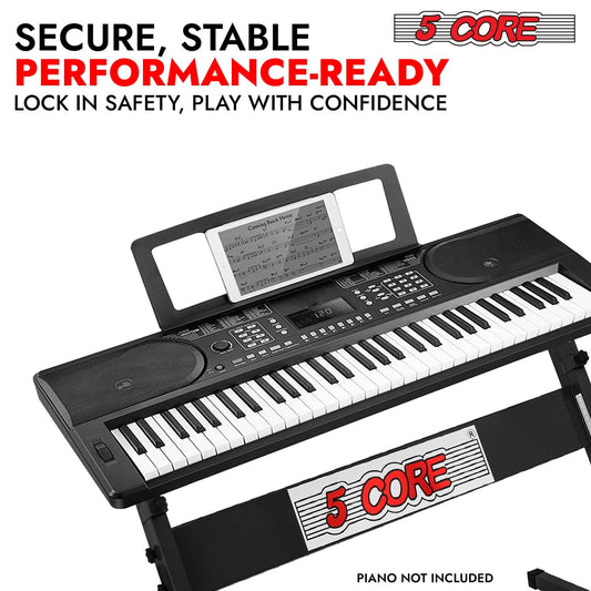 5 Core Keyboard Stand Z Style Height Adjustable Sturdy Piano Riser Lift Holder Stands - Velora