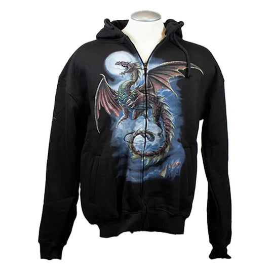 J&L Imports Men's Moon and Dragon Zip-Up Hoodie - Velora Luxury Fashion