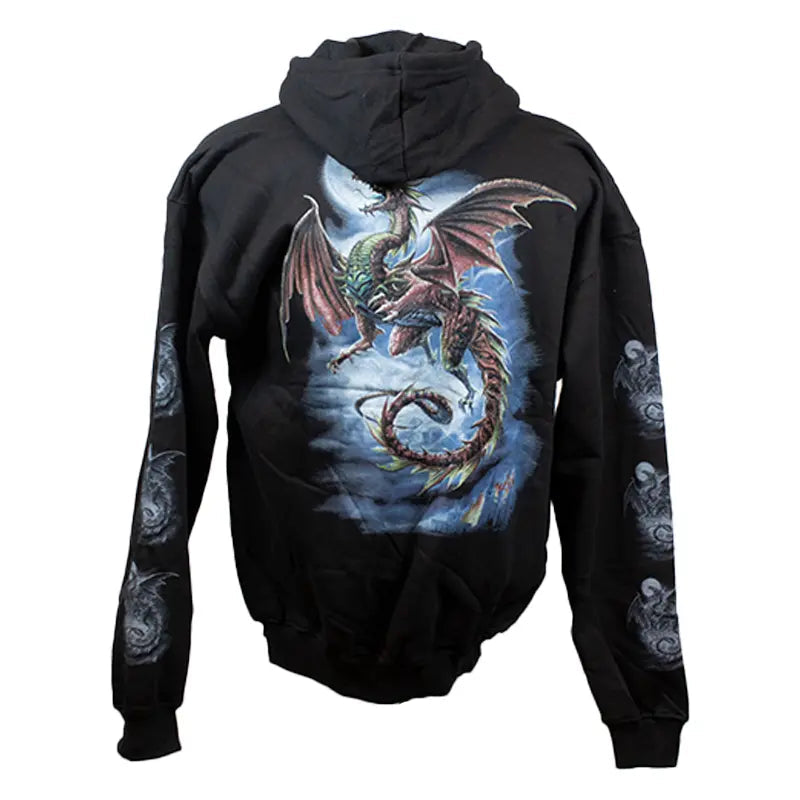 J&L Imports Men's Moon and Dragon Zip-Up Hoodie - Velora Luxury Fashion