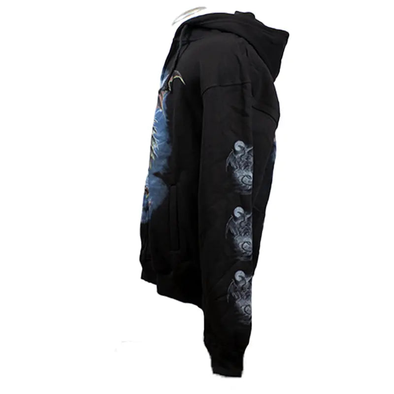 J&L Imports Men's Moon and Dragon Zip-Up Hoodie - Velora Luxury Fashion