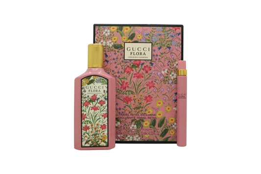 Gucci Flora Gorgeous Gardenia Gift Set for Women Eau de Parfum Spray 3.3 Ounce + Travel spray EDP 0.33 Oz