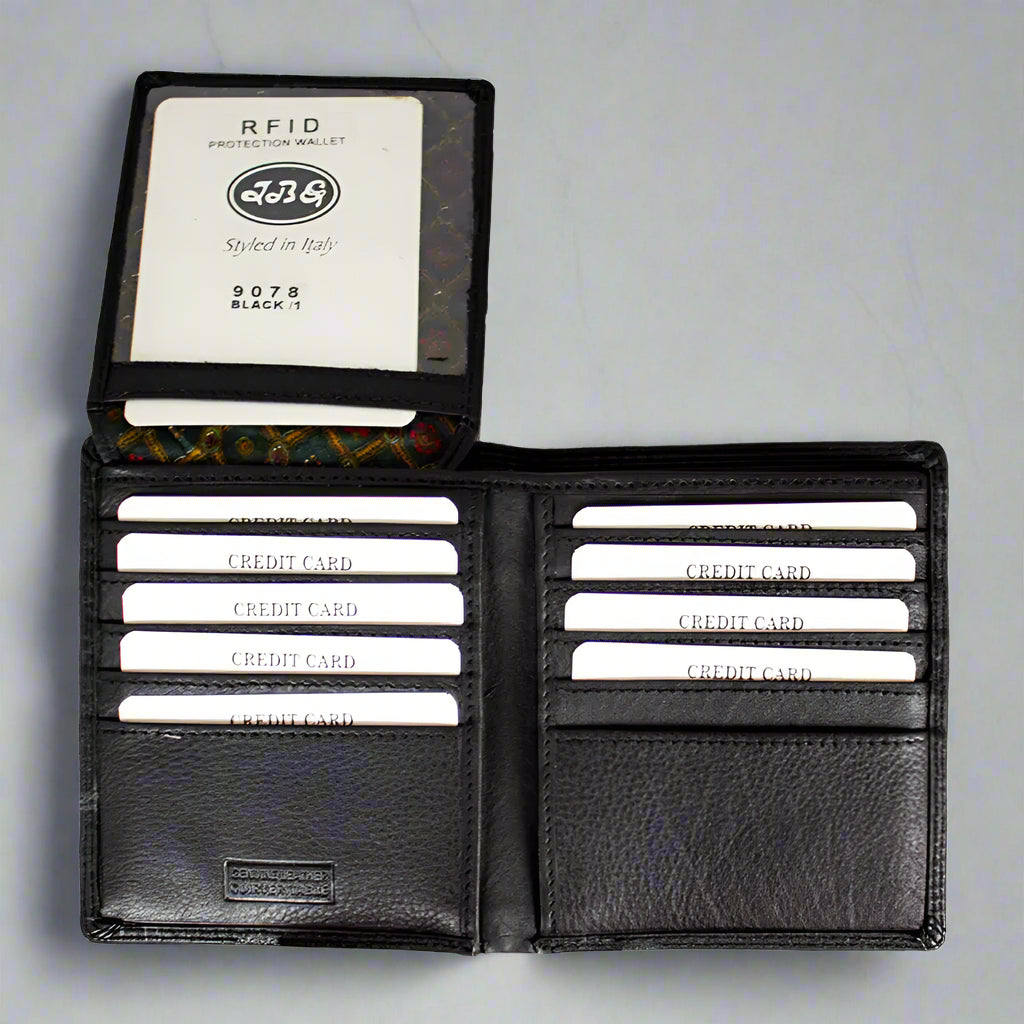 JBG International Men's Flip Up Wing Bifold Leather Wallet - Velora Luxury Fashion