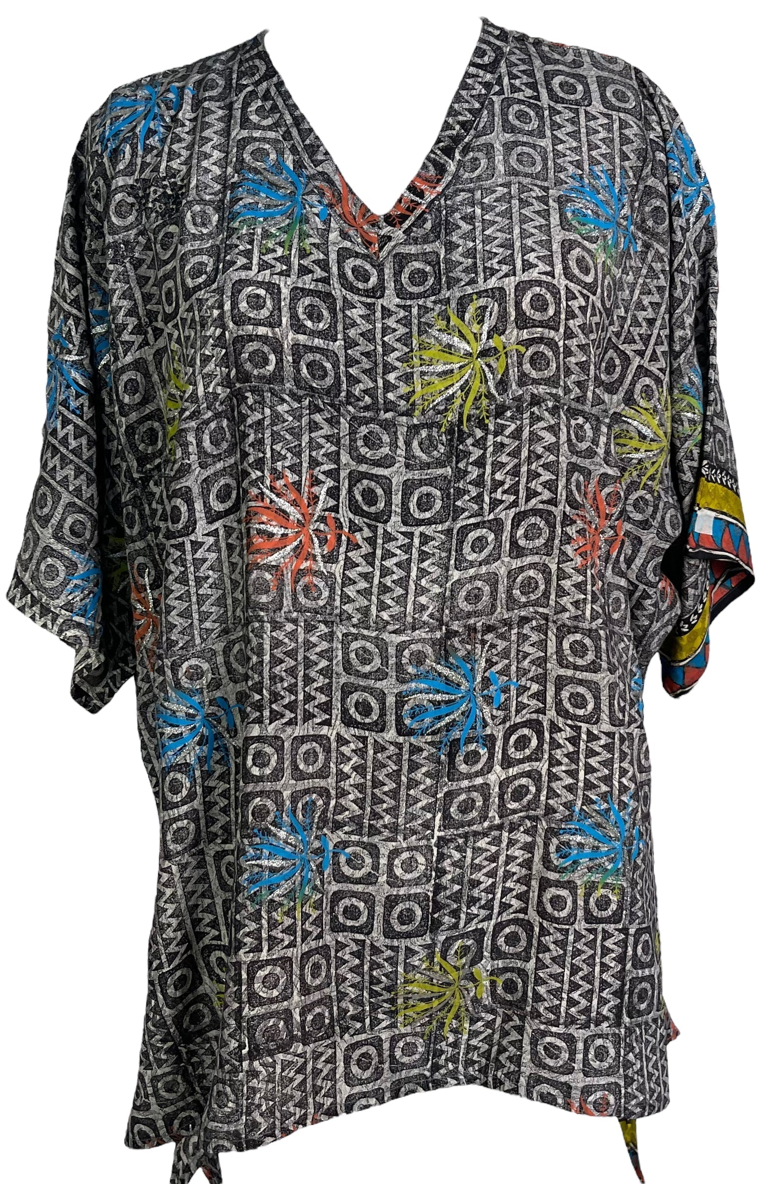 PRC6469 Avatar Pure Silk Long Tunic with Side Ties - Velora