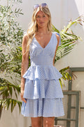 Jade By Jane Full Size Gingham Tiered Mini Dress Plus Size - Velora Luxury Fashion