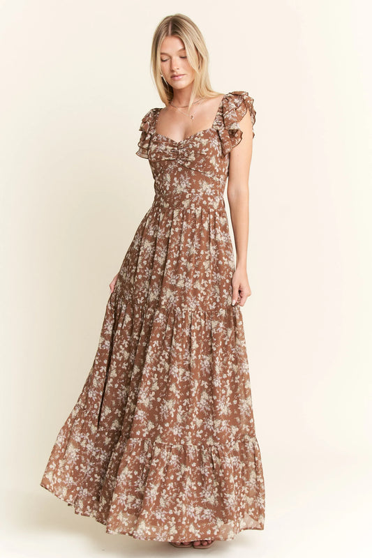 Jade By Jane Ruffle Sleeve Tiered Maxi Dress - Velora Luxury Fashion