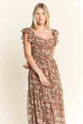 Jade By Jane Ruffle Sleeve Tiered Maxi Dress - Velora Luxury Fashion