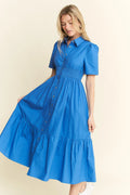 Jade By Jane Short Sleeve Button Down Midi Dress - Velora Luxury Fashion