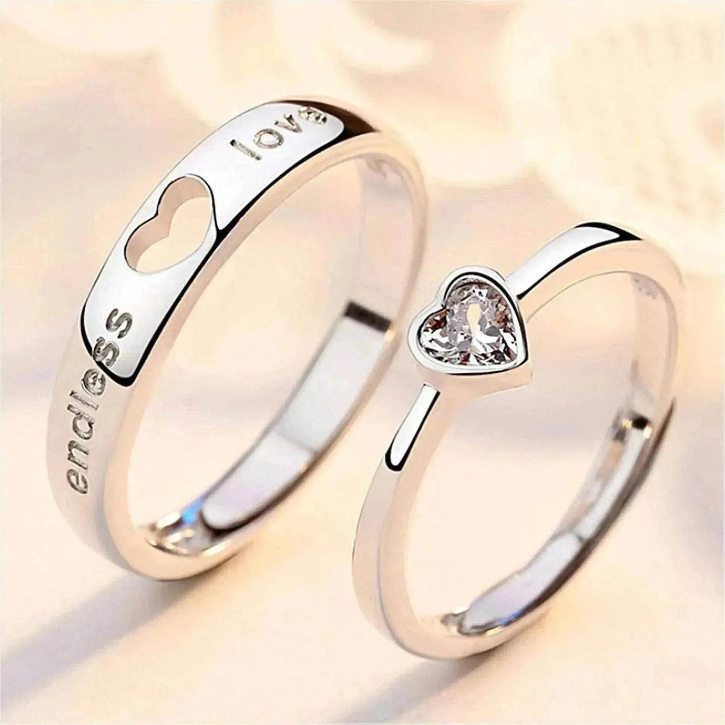 Japanese & Korean Style Unisex Heart To Heart Love Ring