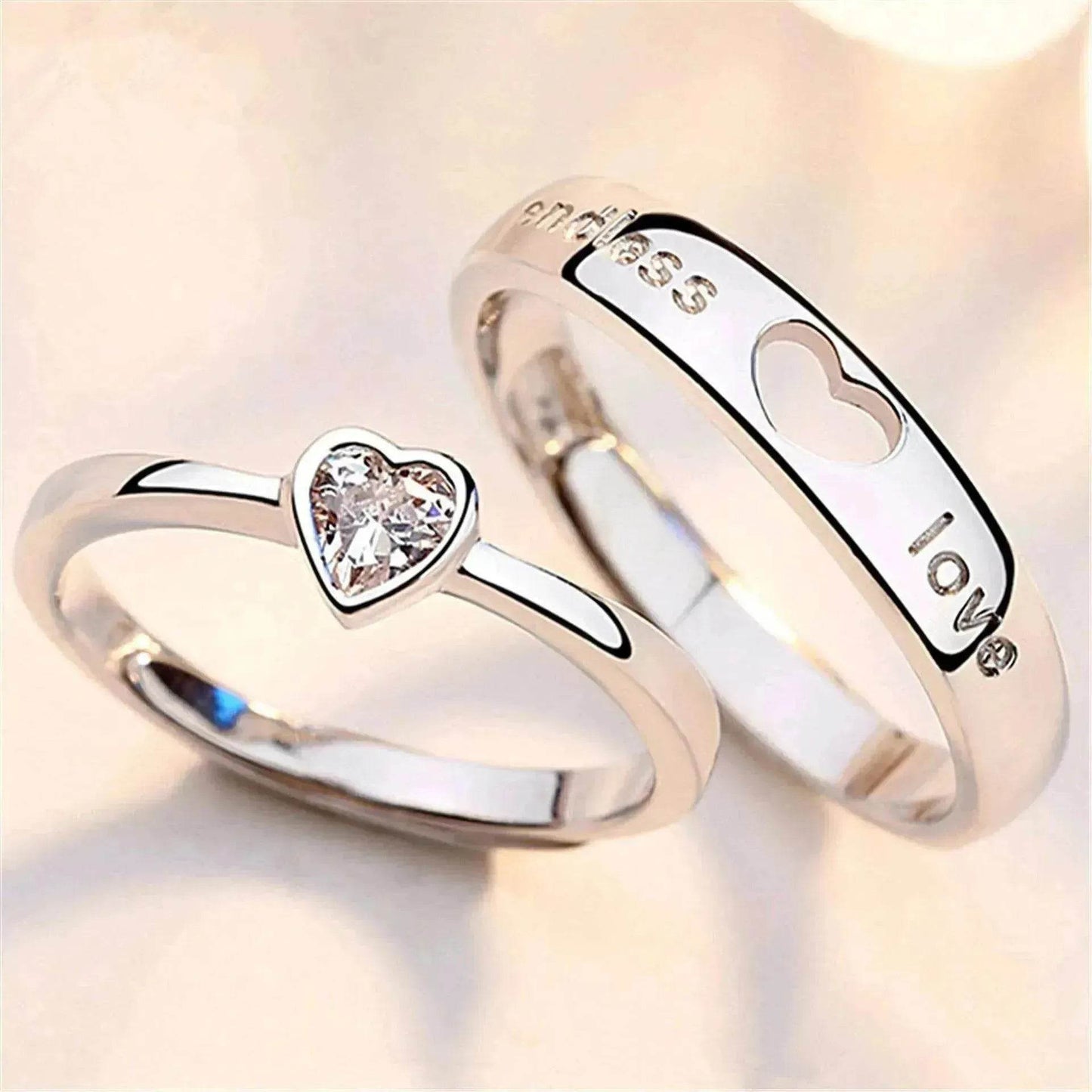 Japanese & Korean Style Unisex Heart To Heart Love Ring
