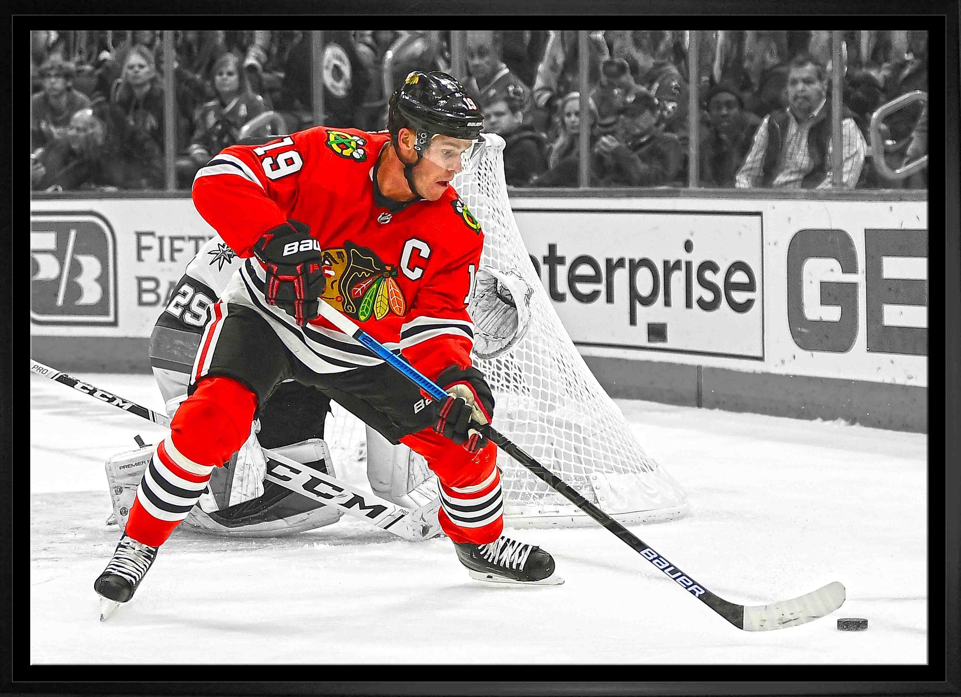 Jonathan Toews 20x29 Canvas Framed Blackhawks vs Golden Knights-H - Velora Luxury Fashion