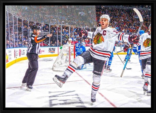Jonathan Toews Chicago Blackhawks Framed 20x29 Goal Celebration Canvas - Velora Luxury Fashion