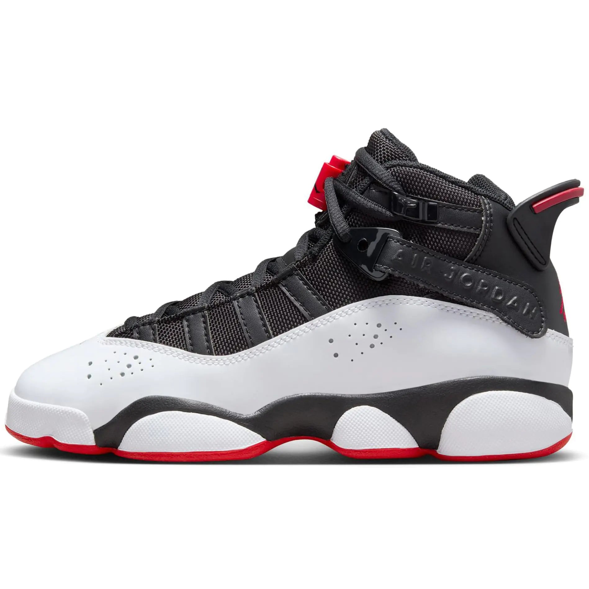 Jordan 6 Rings Big Kids Shoes (323419-067 Black/White/University Red) Size 6 - Velora Luxury Fashion