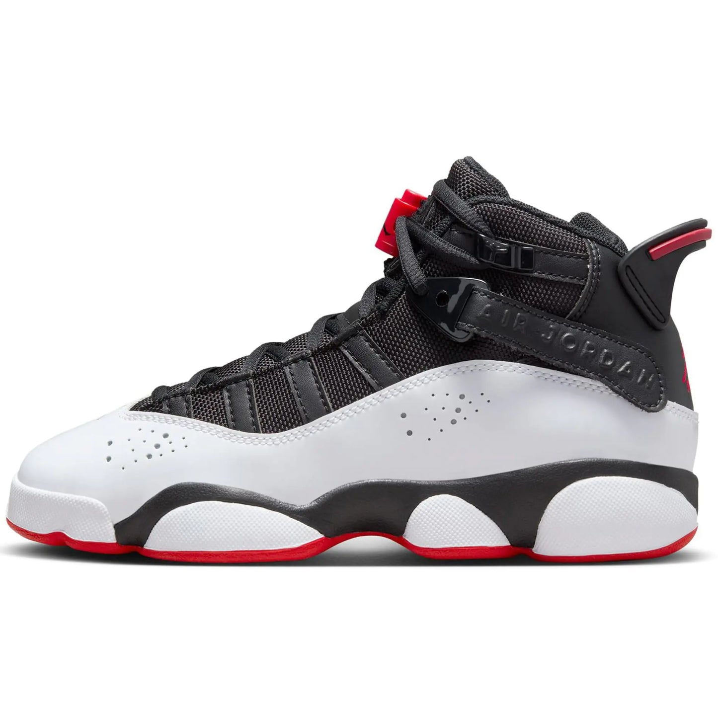 Jordan 6 Rings Big Kids Shoes (323419-067 Black/White/University Red) Size 6 - Velora Luxury Fashion
