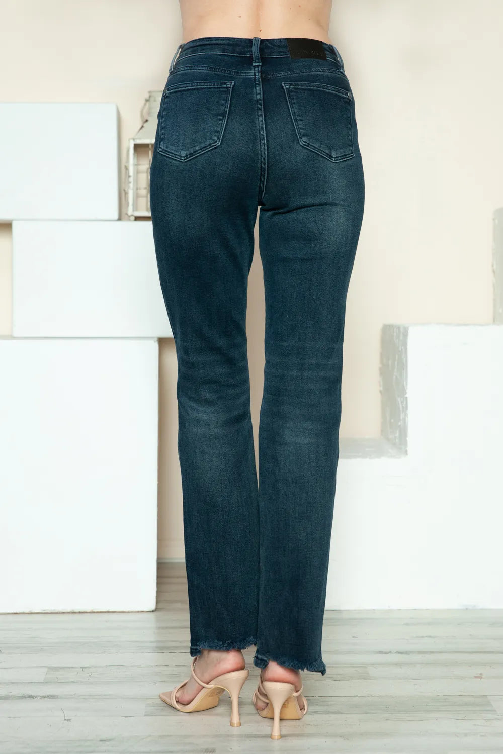 Judy Blue Full Size Button Fly Hem Destroy Straight Jeans - Velora Luxury Fashion