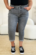 Judy Blue Full Size Button Fly High Waist Cuffed Capris - Velora Luxury Fashion