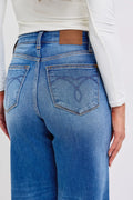 Judy Blue Full Size Distressed High Waist Wide Leg Jeans - Velora Luxury Fashion