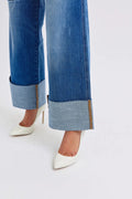 Judy Blue Full Size Distressed High Waist Wide Leg Jeans - Velora Luxury Fashion