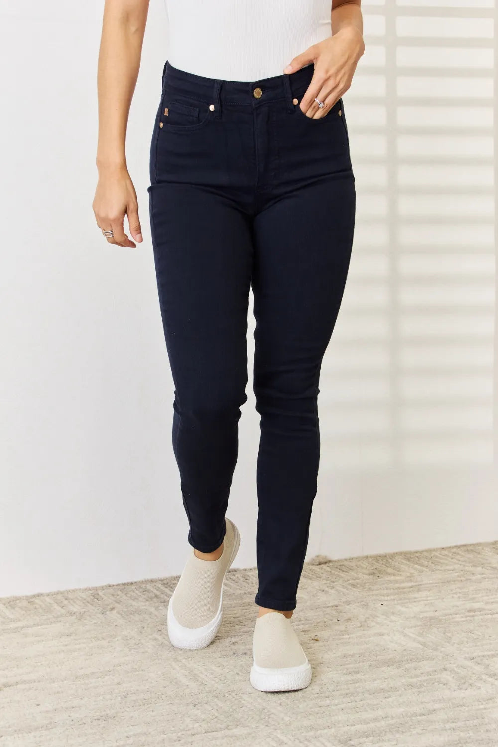 Judy Blue Full Size Garment Dyed Tummy Control Skinny Jeans - Velora Luxury Fashion