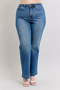 Judy Blue Full Size High Waist Contrast Thread Straight Plus Size - Velora Luxury Fashion