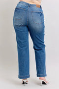 Judy Blue Full Size High Waist Contrast Thread Straight Plus Size - Velora Luxury Fashion