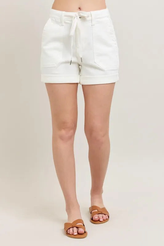 Judy Blue Full Size High Waist Cuff Denim Shorts Plus Size - Velora Luxury Fashion