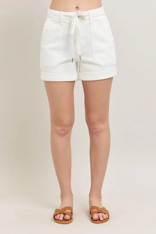 Judy Blue Full Size High Waist Cuff Denim Shorts Plus Size - Velora Luxury Fashion