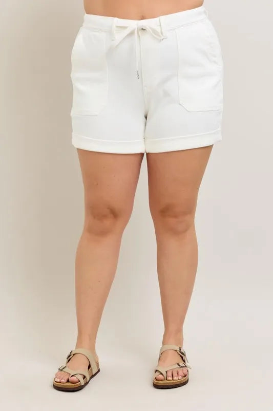 Judy Blue Full Size High Waist Cuff Denim Shorts Plus Size - Velora Luxury Fashion