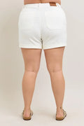 Judy Blue Full Size High Waist Cuff Denim Shorts Plus Size - Velora Luxury Fashion