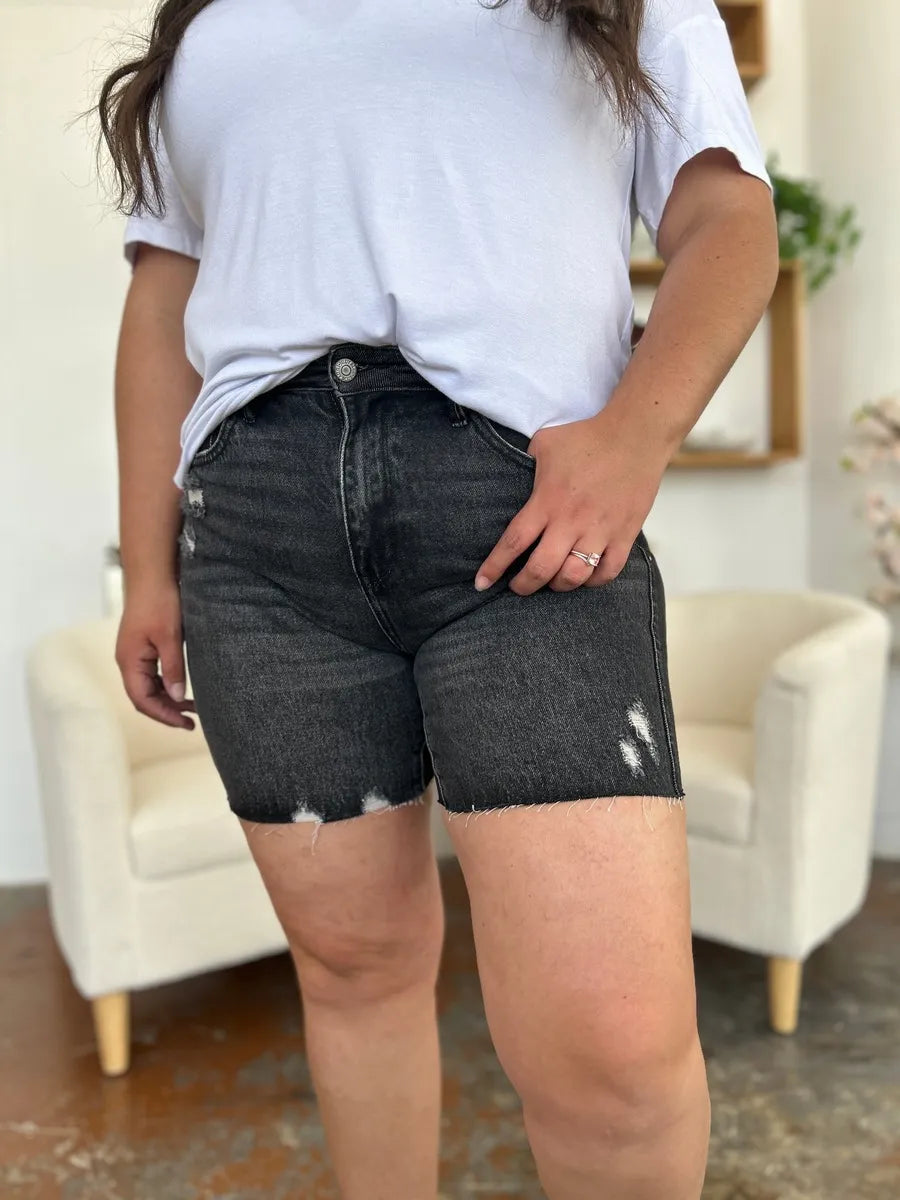 Judy Blue Full Size High Waist Rigid Magic Denim Shorts - Velora Luxury Fashion