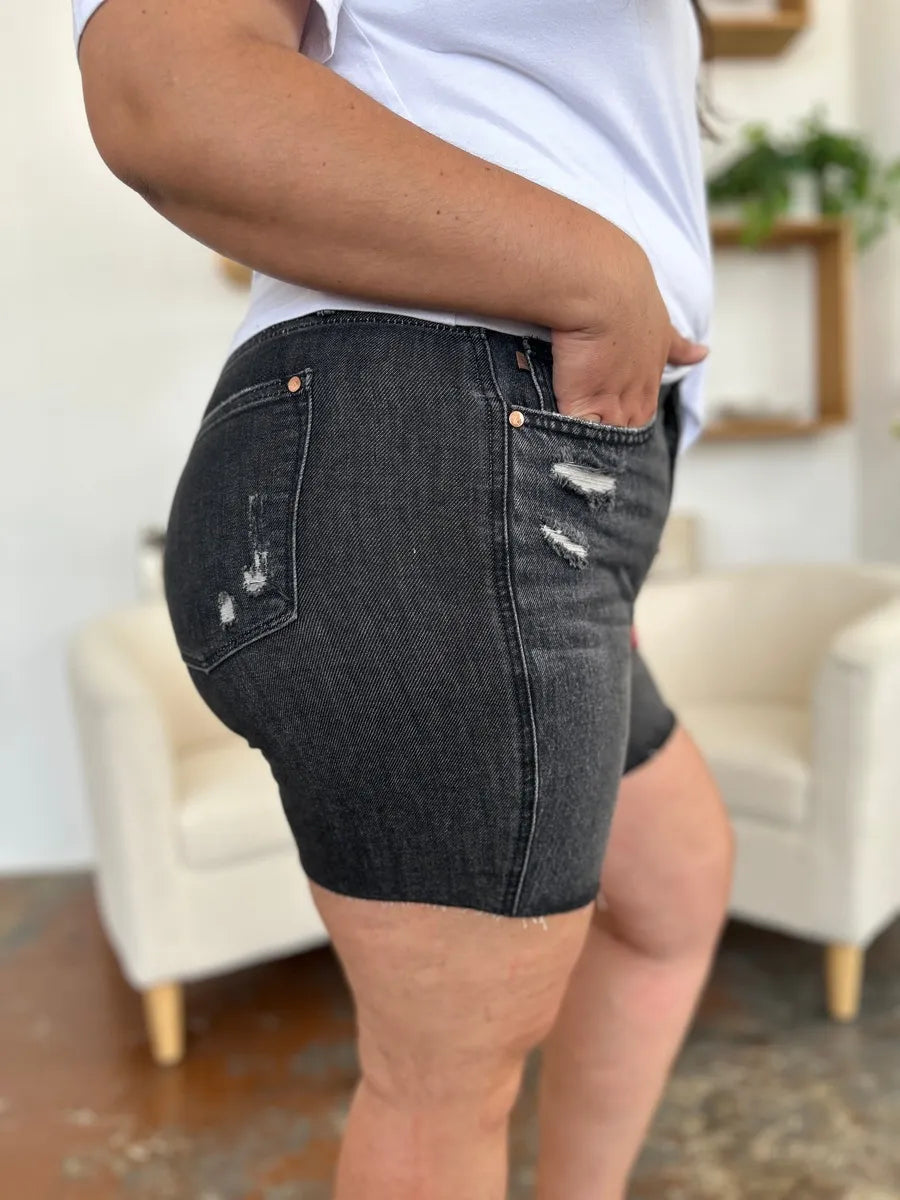 Judy Blue Full Size High Waist Rigid Magic Denim Shorts - Velora Luxury Fashion