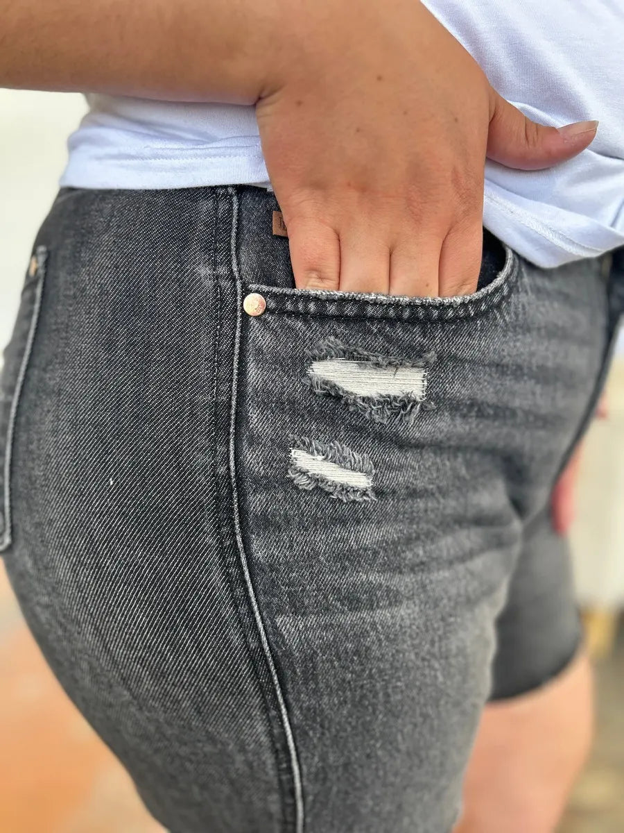 Judy Blue Full Size High Waist Rigid Magic Denim Shorts - Velora Luxury Fashion