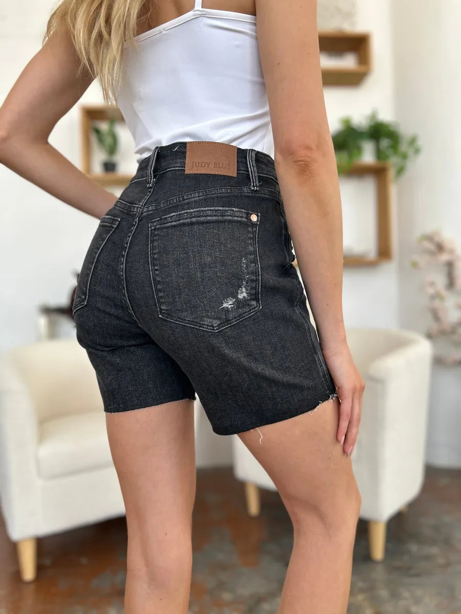 Judy Blue Full Size High Waist Rigid Magic Denim Shorts - Velora Luxury Fashion