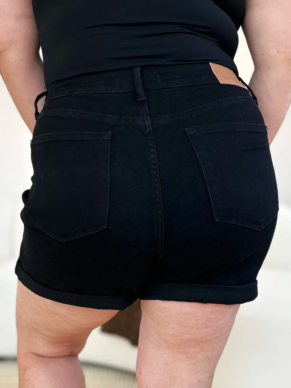 Judy Blue Full Size High Waist Tummy Control Cuffed Denim Shorts - Velora Luxury Fashion