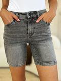 Judy Blue Full Size High Waist Washed Denim Shorts - Velora Luxury Fashion