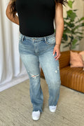 Judy Blue Full Size Medium Rise Tummy Control Destroy Flare - Velora Luxury Fashion