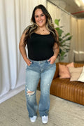 Judy Blue Full Size Medium Rise Tummy Control Destroy Flare - Velora Luxury Fashion