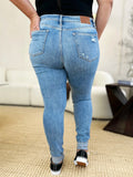 Judy Blue Full Size Mid Rise Destroy & Cuff Skinny Jeans - Velora Luxury Fashion