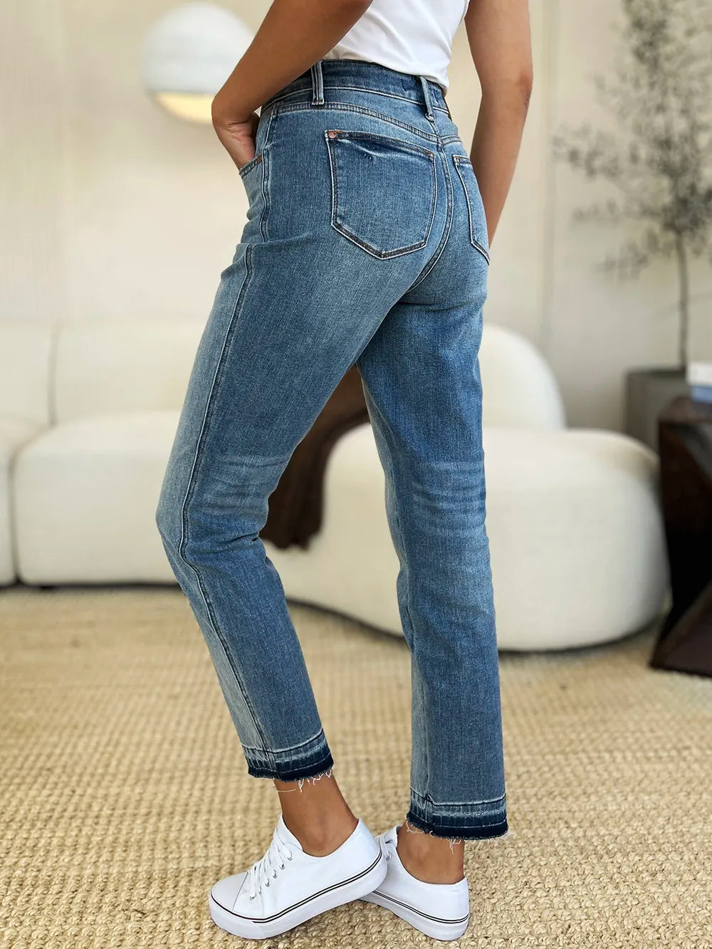 Judy Blue Full Size Mid Rise Rigid Magic Release Hem Jeans - Velora Luxury Fashion