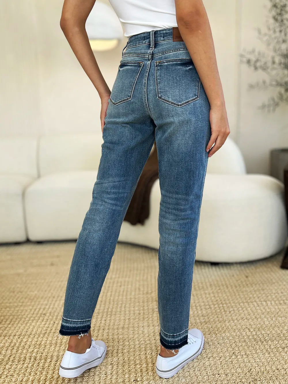 Judy Blue Full Size Mid Rise Rigid Magic Release Hem Jeans - Velora Luxury Fashion