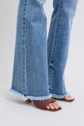 Judy Blue Full Size Raw Hem High Rise Bootcut Jeans - Velora Luxury Fashion