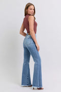 Judy Blue Full Size Raw Hem High Rise Bootcut Jeans - Velora Luxury Fashion