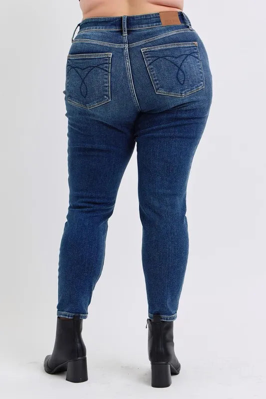 Judy Blue Full Size Run Mid-Rise Waist Skinny Jeans with Thermal Lining - Velora Luxury Fashion