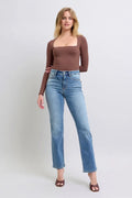 Judy Blue Full Size Run Vintage Wash Thermal Straight Jeans - Velora Luxury Fashion